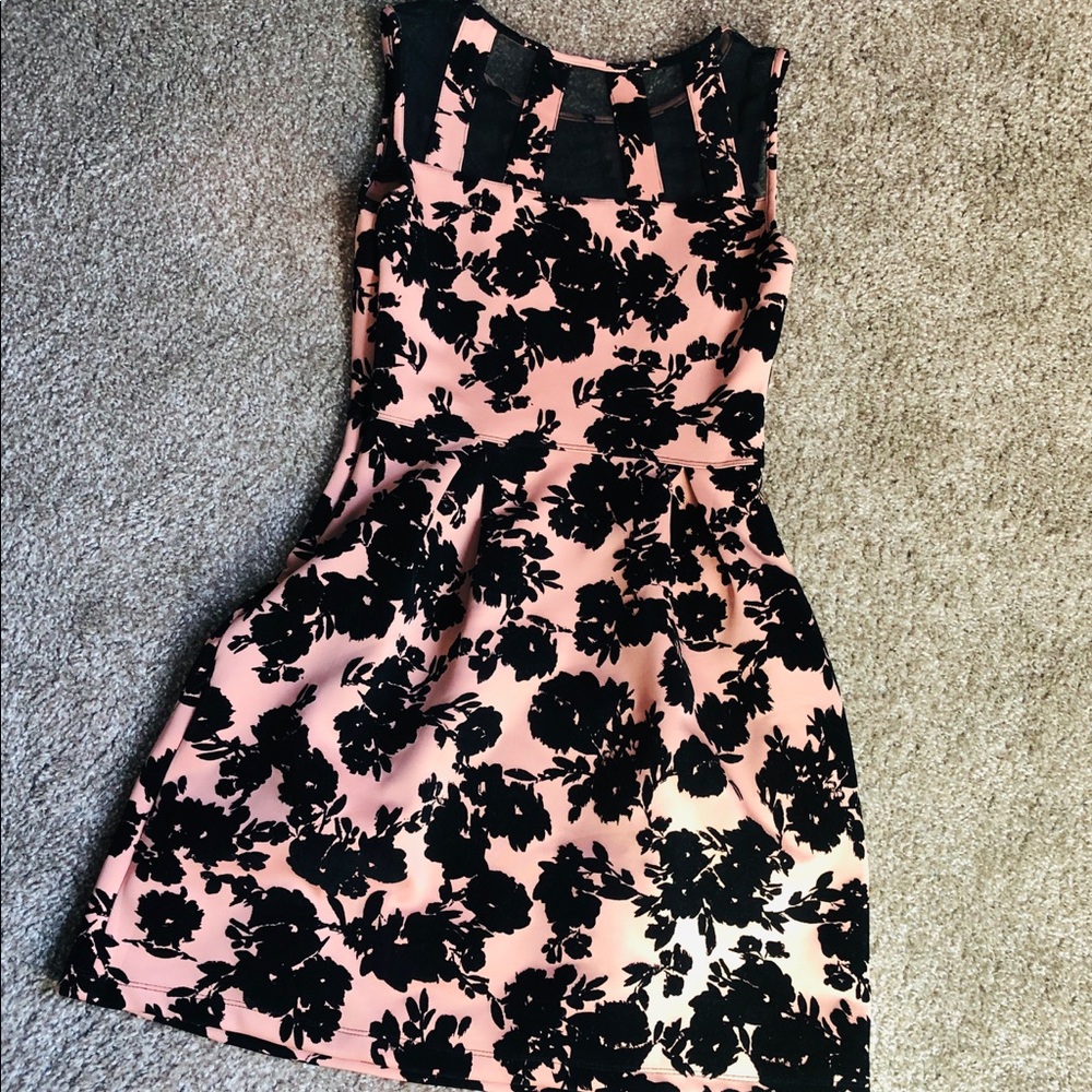 Pink and black flower dress